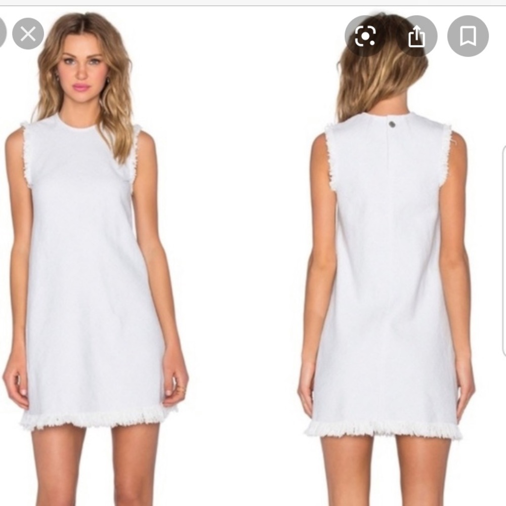 T by Alexander Wang white frayed burlap dress